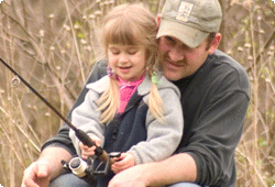 Father and child fishing